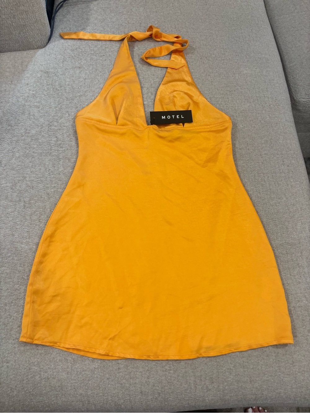 Motel Rocks Halter Mini Dress in Bright Orange